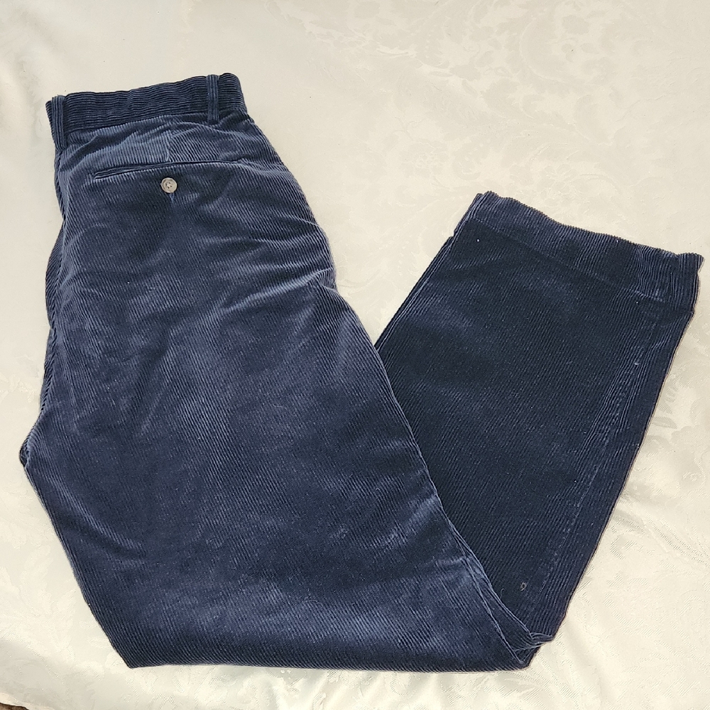 Men's Vintage Polo Ralph Lauren Navy Corduroy Pants 30x30 Tagged 31x30
